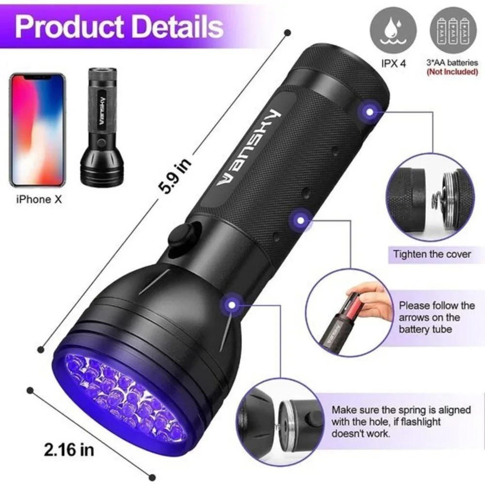 UV Flash‎ 51 LED Blacklight Odor Eliminator Pet Urine Detector